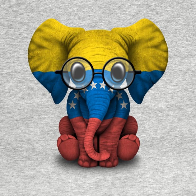 Baby Elephant with Glasses and Venezuelan Flag by jeffbartels